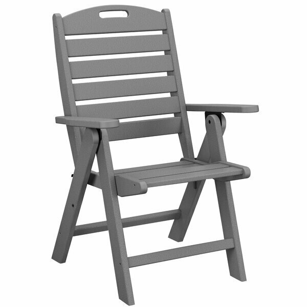 Polywood Nautical Slate Grey Folding High Back Chair 633NCH38GY